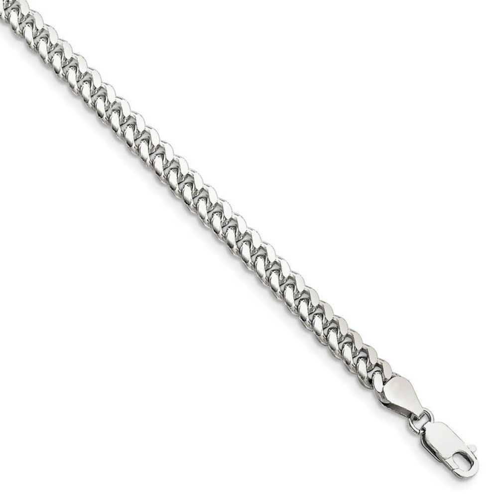 5mm Sterling Silver Solid D/C Domed Curb Chain Bracelet, 7 Inch
